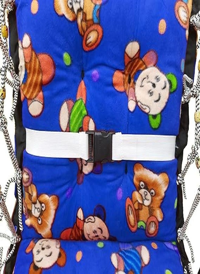 ShopBridge Cotton Velvet Baby Swing Foldable jhula Portable jhoola for Kids 0-3 Years Safety Belt Soft Cover (Multicolor) - Image 5